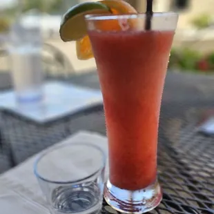 Strawberry marg with floater...cheers!