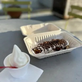 Tiramisu Croffle and Vanilla Soft Serve