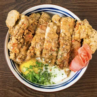 Chicken Katsu Don with an onsen tama