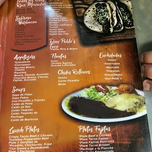 Don Pablo's Restaurant menu