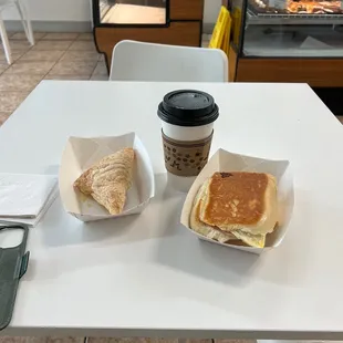 Queso con Guava / Guava &amp; Cheese Pastries, Cafe Con Leche, &amp; Ham &amp; Cheese Sandwich