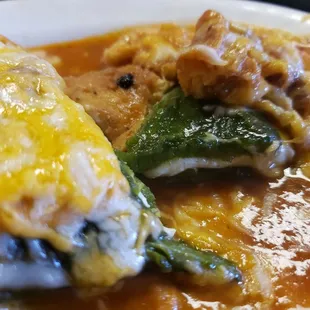 The inside of the chilli relleno (lots of cheese very tasy)