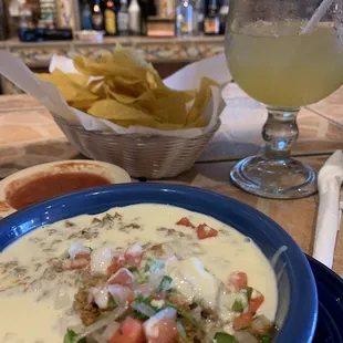 El Paso dip - beans, ground beef, melted cheese and pico Di Gallo. Soooo good