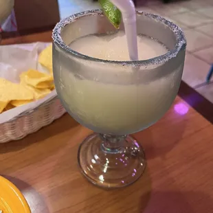 Strong Margaritas !.. ( Lime flavor ) they had a buy 1 get 1 . 1/2 off Special