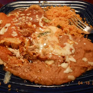Combination Plate #7:  Enchilada, Chile Relleno, Rice &amp; Beans