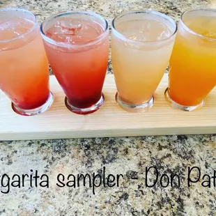 Margarita sampler - *flavors rt to lt* - watermelon, raspberry, strawberry and mango