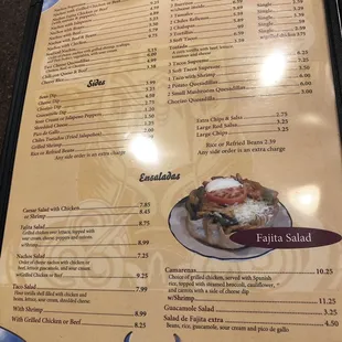 a menu for a mexican restaurant