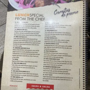 Lunch Special Menu