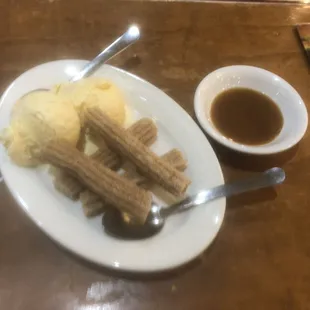Churros with Caramel Sauce