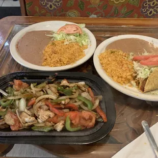 Fajitas, sides, tacos, sides.