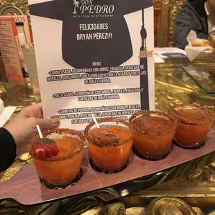 Mexican candy drinks / flights... had to have 2 of these because it was delicious