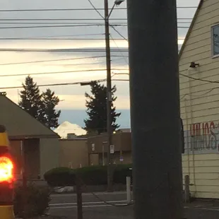 Gorgeous peekaboo of Mt. Hood  from the drive-thru
