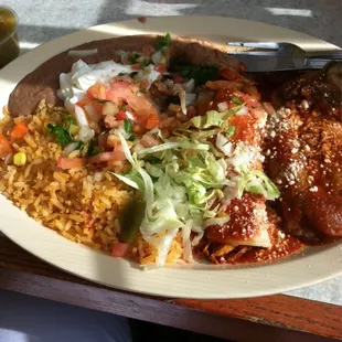 Rellenos and chicken enchilada