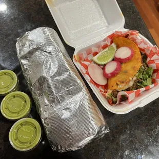 Mexican burrito with carne asada and quesataco!