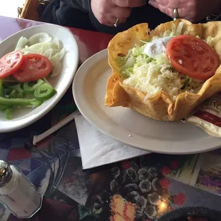 Fresh taco salad and veggies!