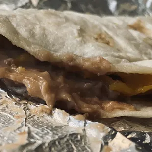 Bean and cheese taco. Yummm!  1/2020