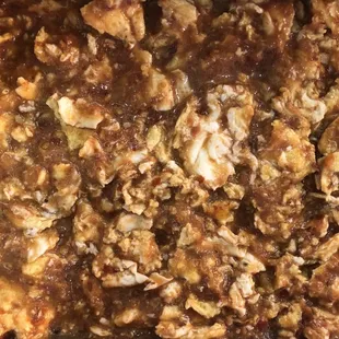 a mixture of meat and sauce