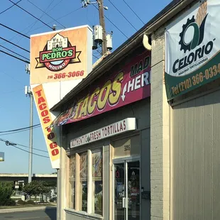 Restaurant exterior entrance.