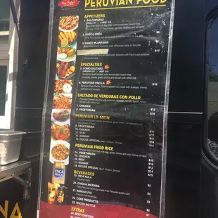 menu displayed on side of truck