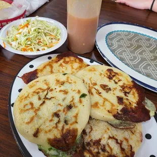 Pupusas Espinacas Jalapeno and Cheese Revueltas Frijoles