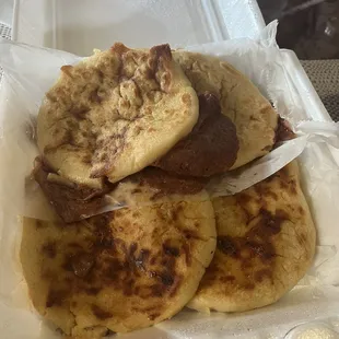 Frijoles Queso Jalapeno and Cheese pupusas