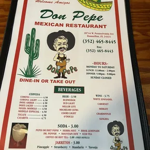 mexican menu