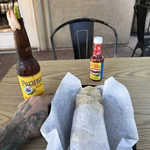 Spicy shrimp burrito