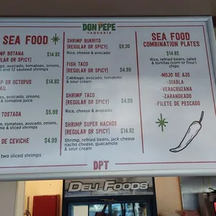 New menu signs