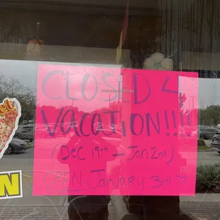 Glad the staff get a holiday break, but sad they&apos;re closed during my visit to FL