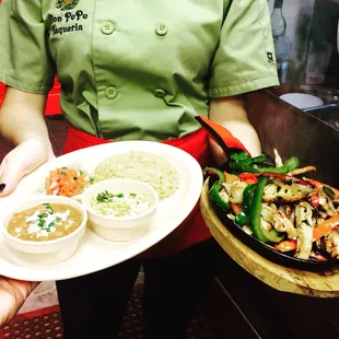 The fajita platter is served in a perfect portion and has a beautiful taste
