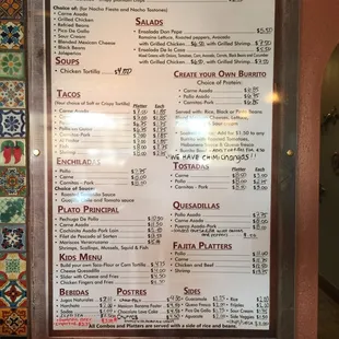 menu