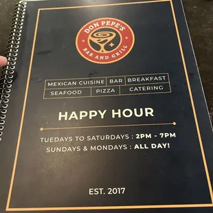 the happy hour menu