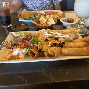Sampler platter! Ask for a side of their hot salsa.