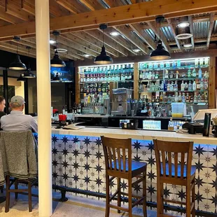 two people sitting at the bar