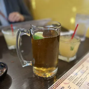 Solid Golden Cadillac margaritas, the Modelo 25 ounce was ice cold