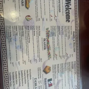 Menu, margarita, chili rellano