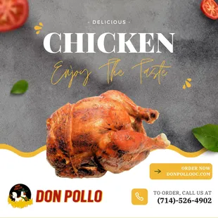 Don Pollo has delicious rotisserie chicken for you to enjoy a taste of a mexican style dish. Come find out how tasty it is! Place your order