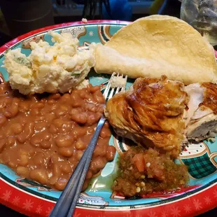 Delicious chicken, beans and potato salad