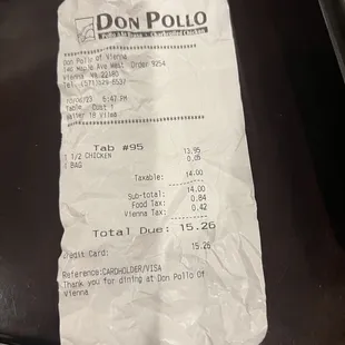 a receipt for don pollo
