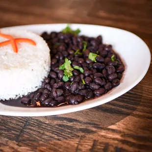 a plate of beans and rice