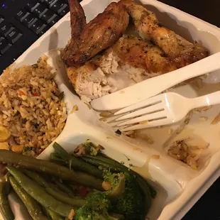 Quarter white with veggies &amp; fried rice