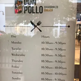Hours of operation.