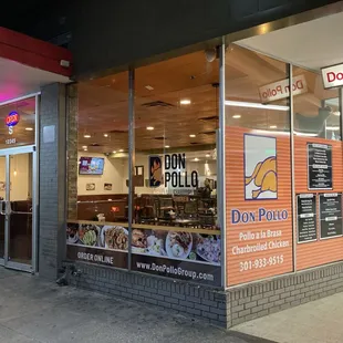 In front of the restaurant.