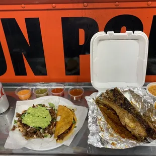 two plates of food on a table