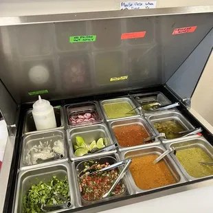 Toppings and salsa bar