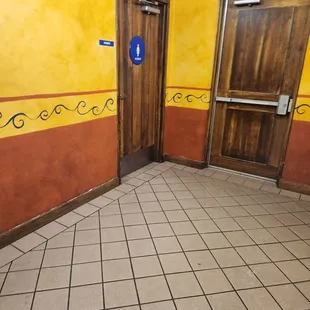 Restrooms is one person. So you might have to wait