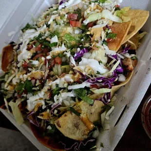 Fully loaded nachos with a couple additions. Nom!