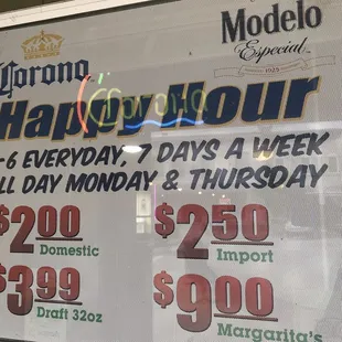 Happy hour specials 7 days a week