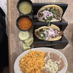 Two Tacos with Rice &amp; Beans