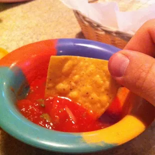 Mmmm! Salsa and chips!